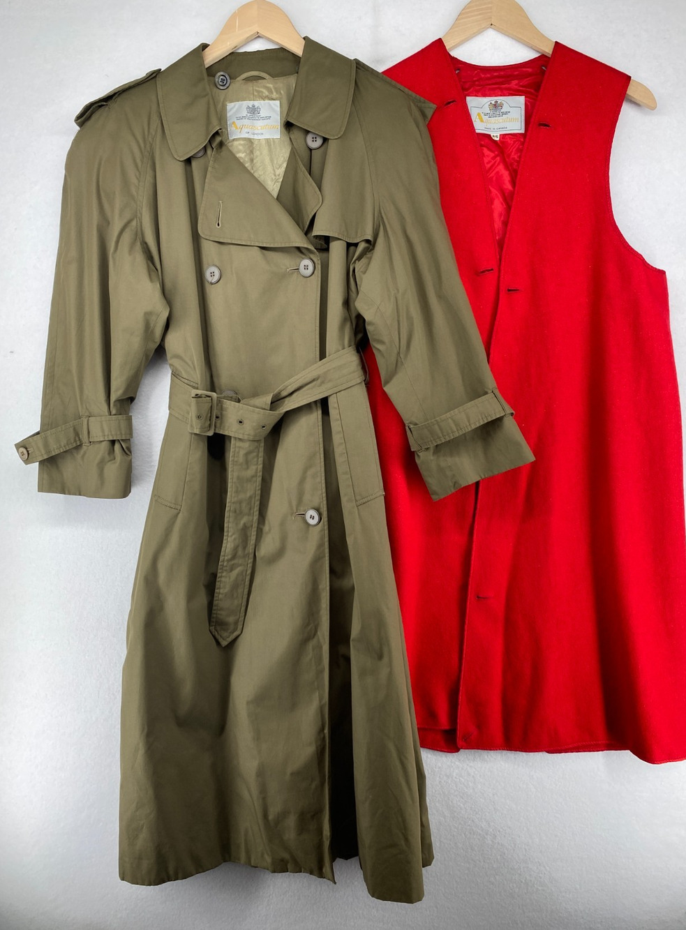 AQUASCUTUM Trench Coat Women S Double Breasted Removable Wool Lin Belted Beige